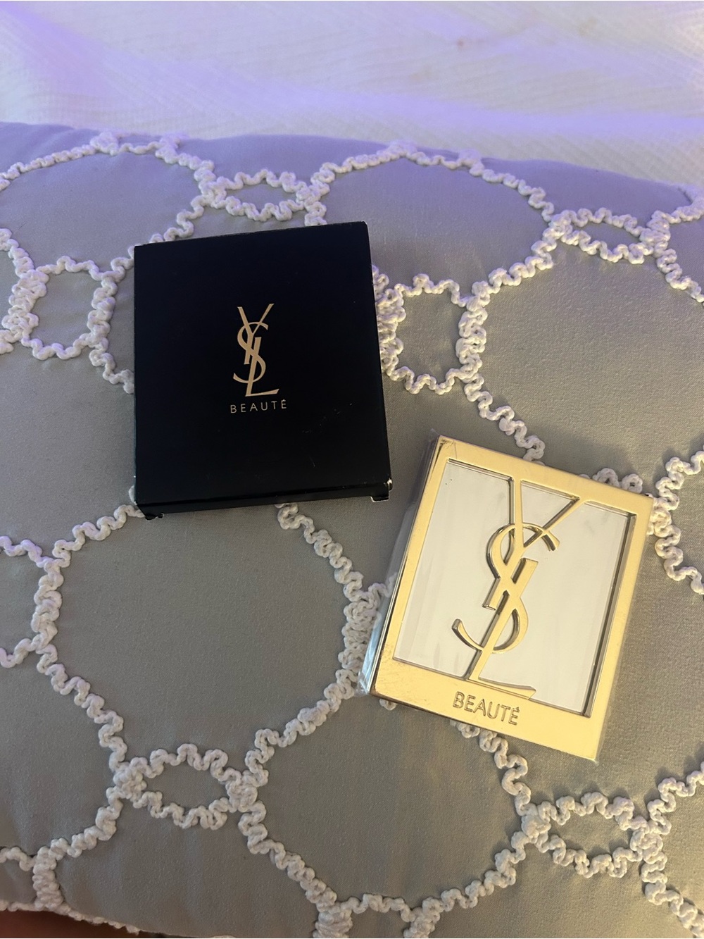NWT Yves Saint Laurent Gold Compact Mirror - Sleek Portable Accessory
